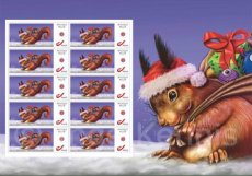 Kerstzegel eekhoorn Postzegelvel Kersteekhoorn