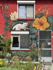 Muurschildering buiten tuin