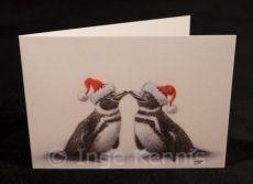 Kerstkaart Pinguin Reeks van 4 dezelfde